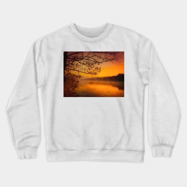 Foggy Sunrise Lake Going Fishing Crewneck Sweatshirt by art64